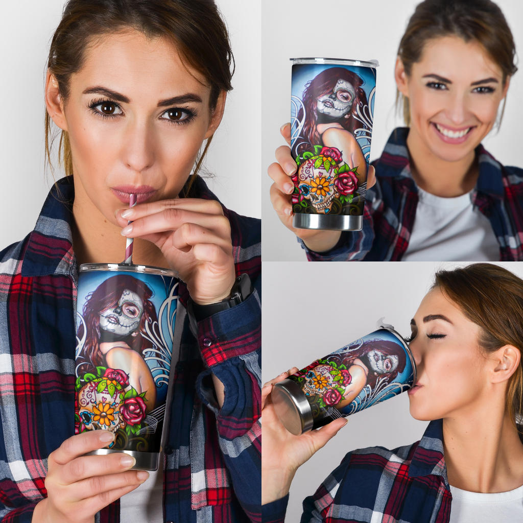 Sugar skull girl tumbler cup
