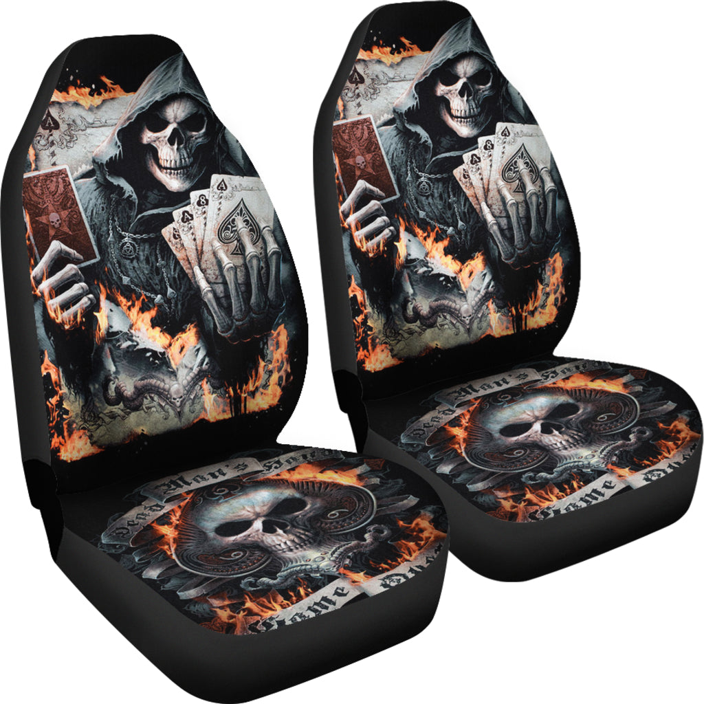 Set of 2 pcs grim reaper skull girl car seat covers