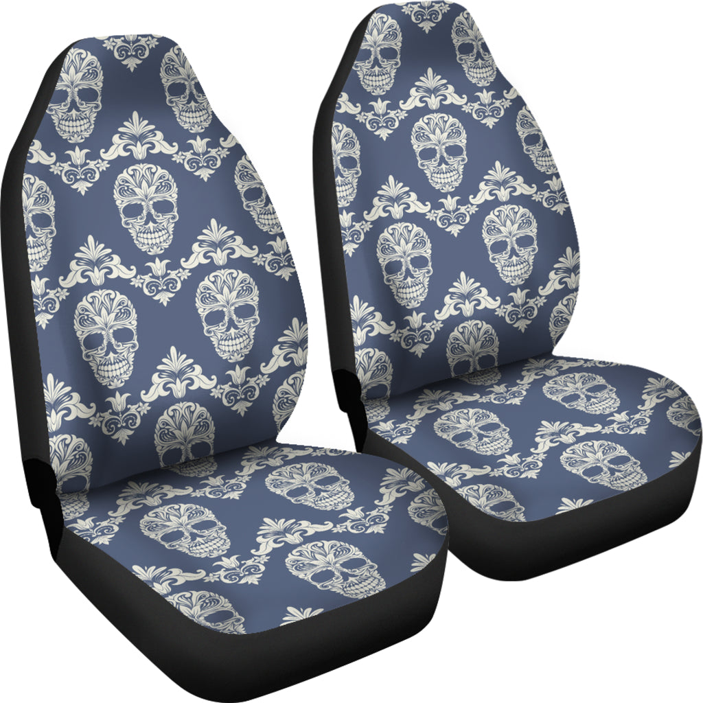 Set of 2 sugar skull car seat covers