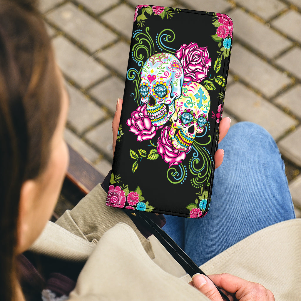 Day of the dead sugar skull girl wallets