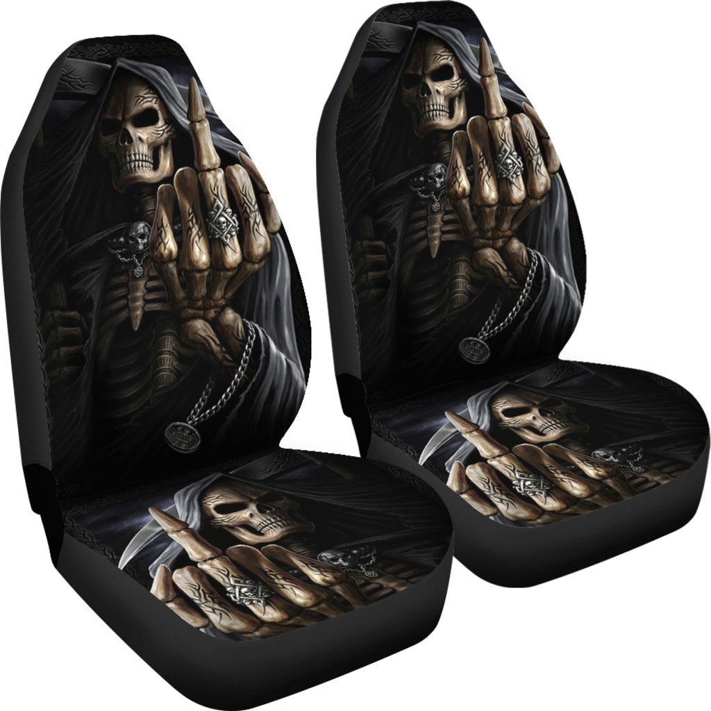 Set 2 pcs Gothic skull car seat covers