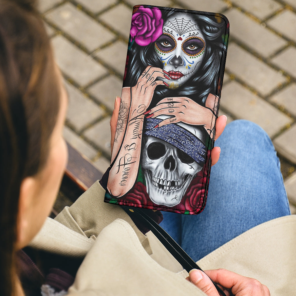 Sugar skull calavera girl wallet clutch purse