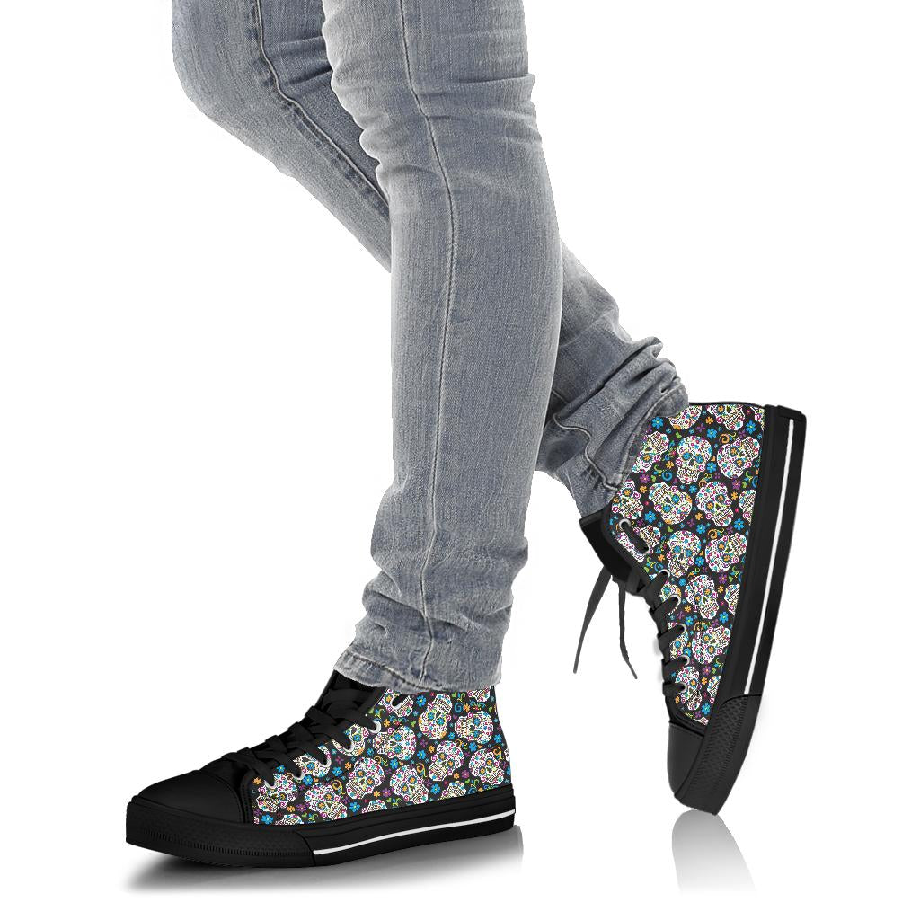 Black Sugar skull high top shoes