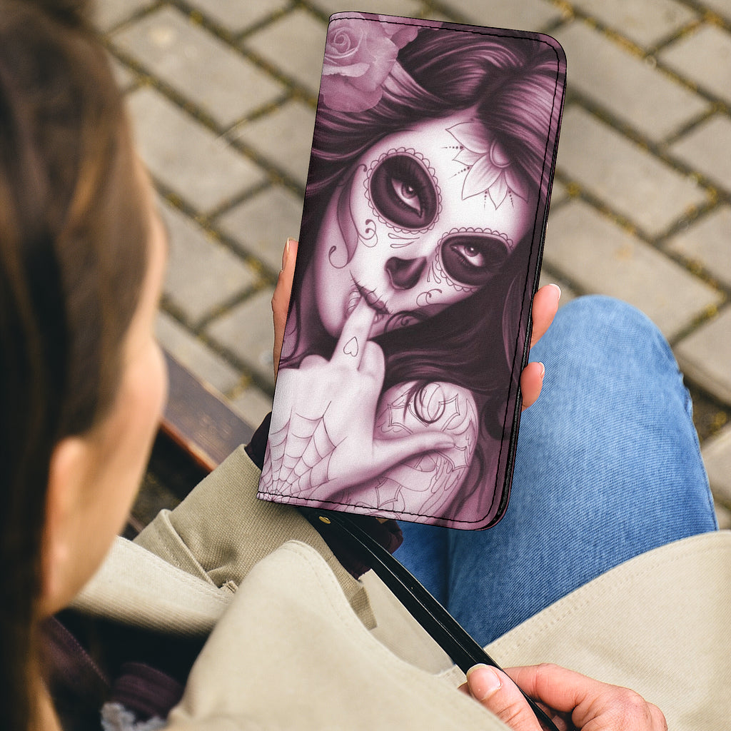 Sugar skull girls wallet clutch purse