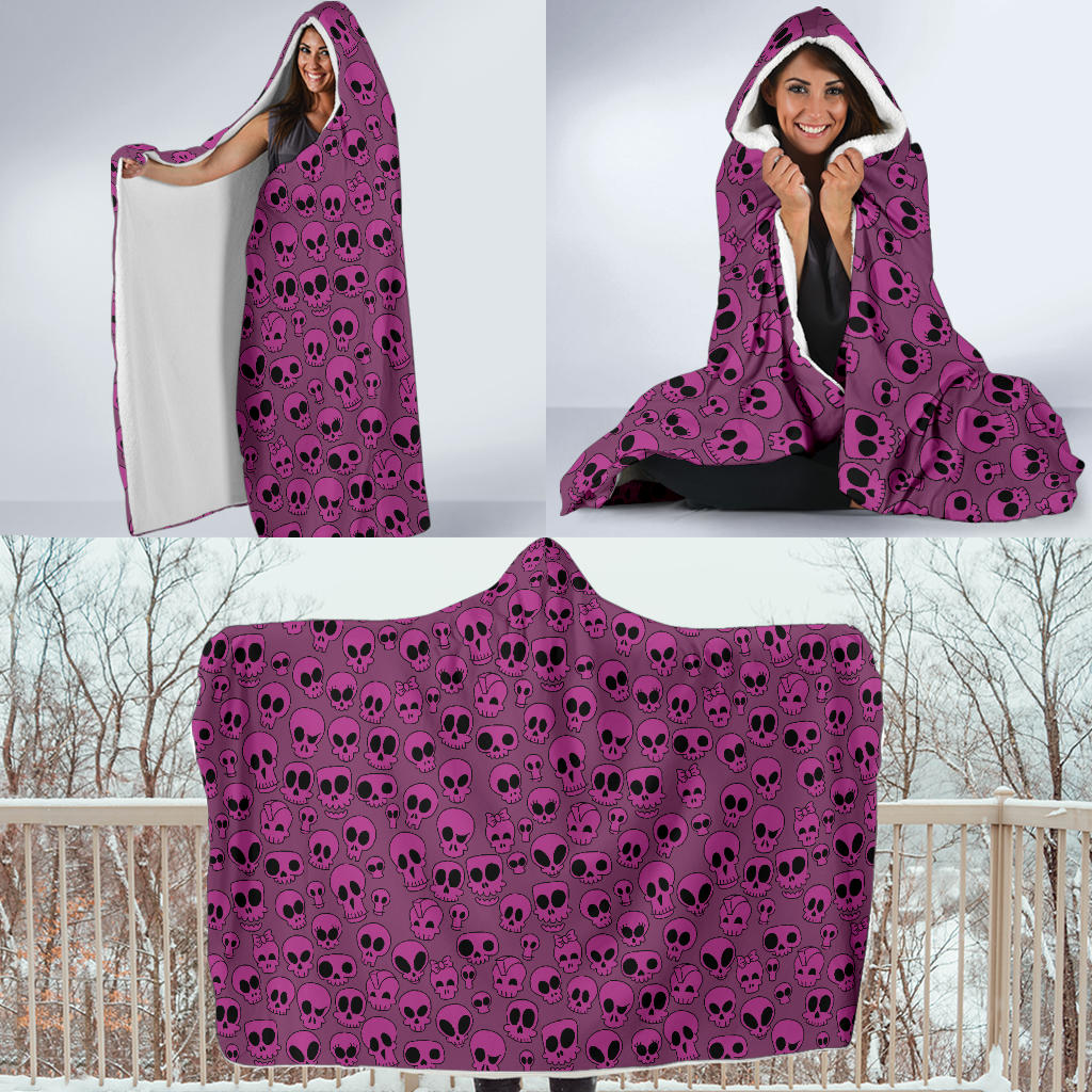 Economy Hoodie Blanket Pink Skulls