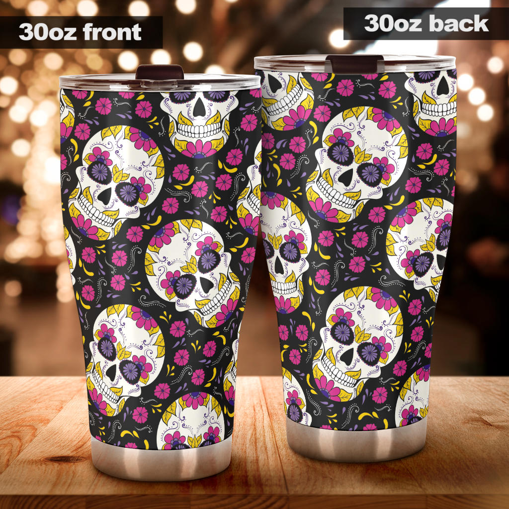 Sugar skull tumbler mug cup
