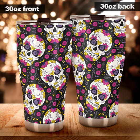 Sugar skull tumbler mug cup