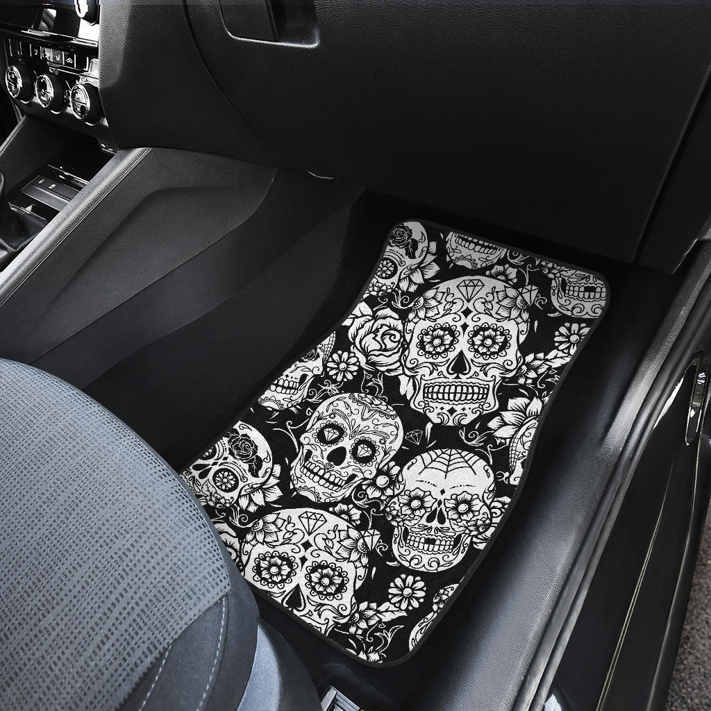 Set of 4 pcs sugar skull car mats