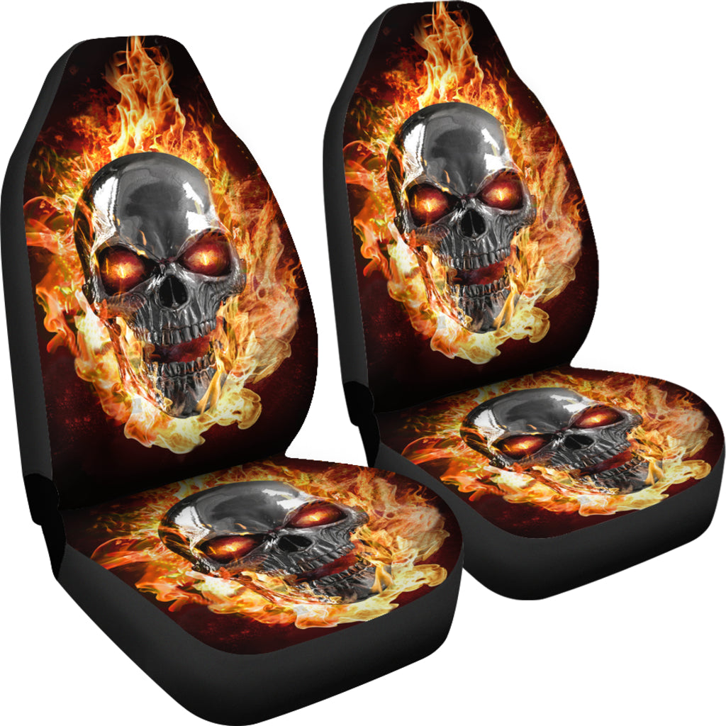 Set of 2 - Burning skulls - Awesome car seat covers