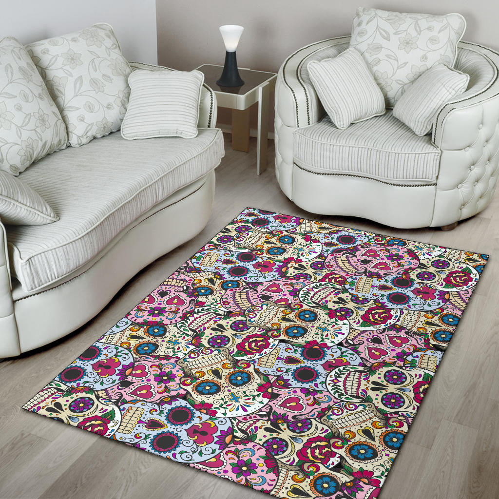Sugar skull area rug