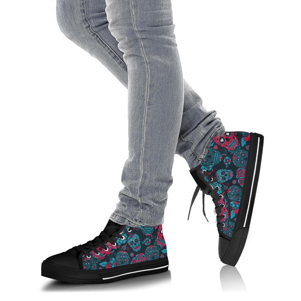 Black Sugar skull high top shoes