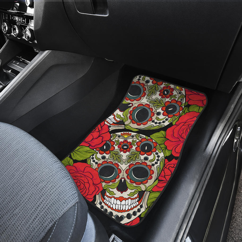 Set of 4 pcs sugar skull car mats