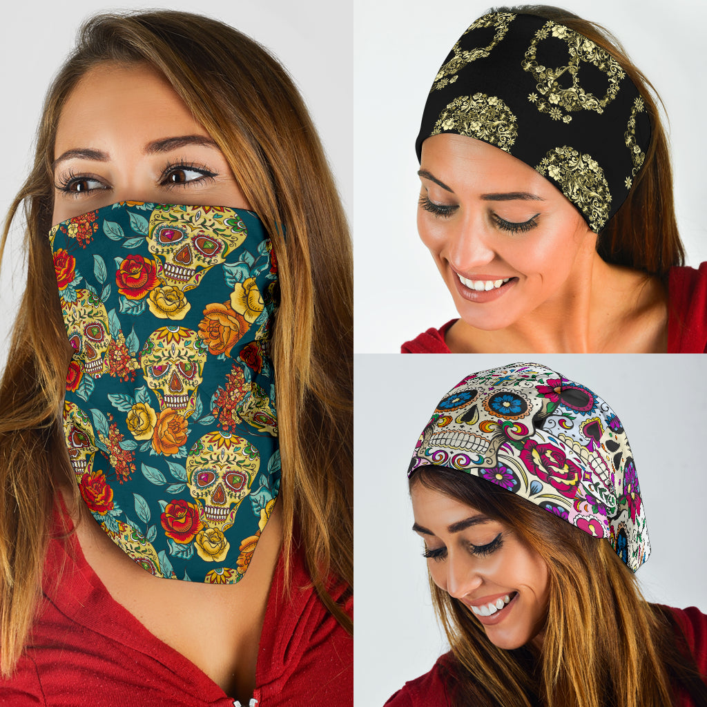 Set of 3 sugar skull bandana