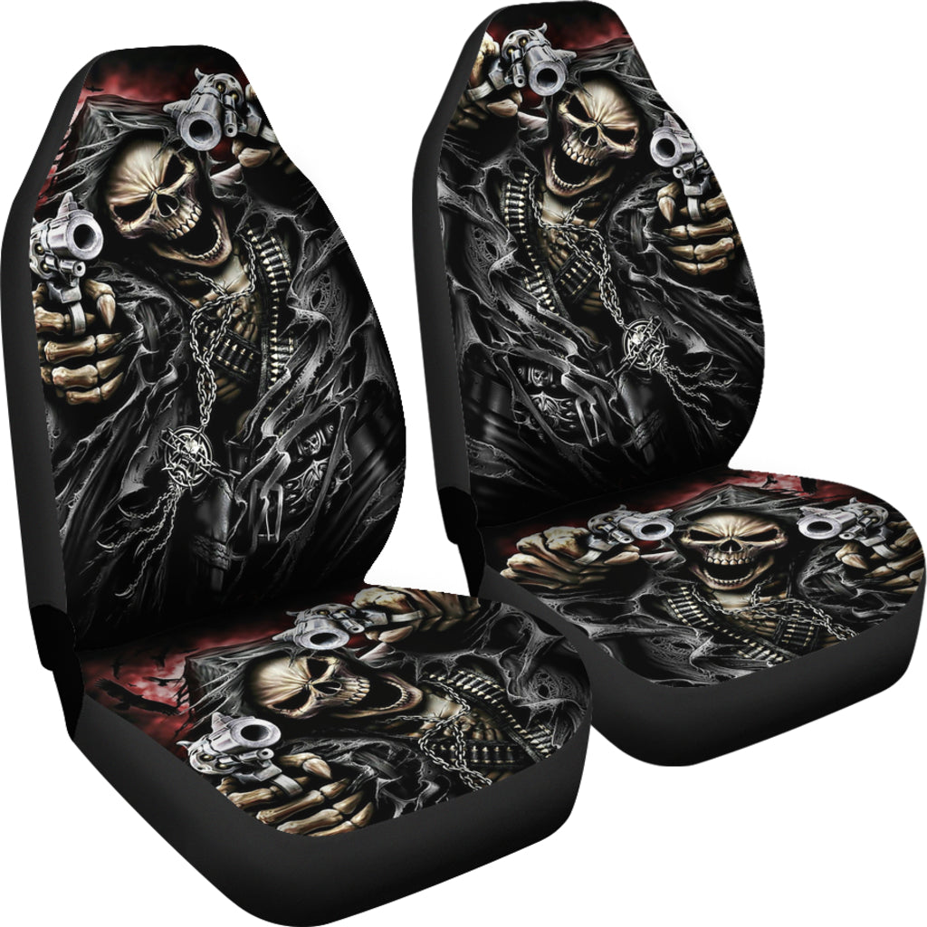 Set 2 pcs - grim reaper skull Gothic seat cover sugar skulls