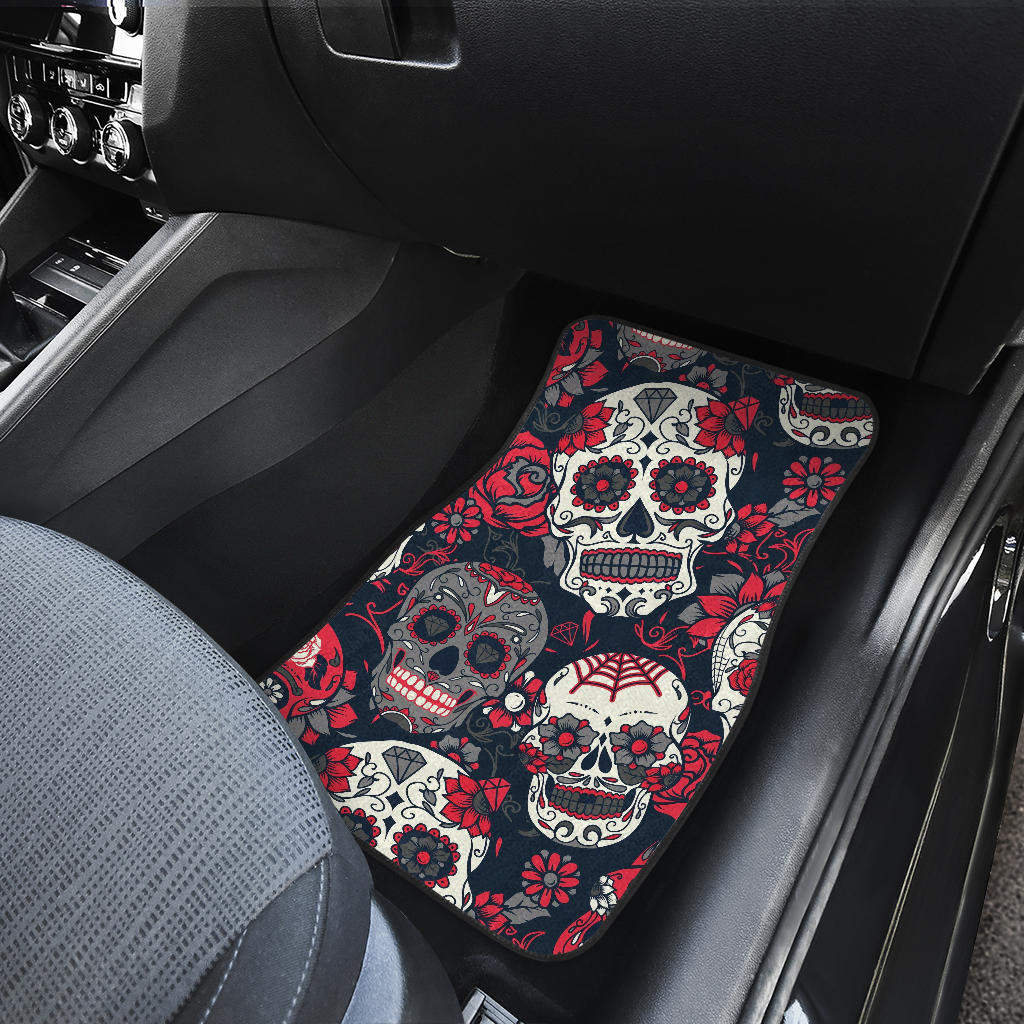Set of 4 pcs sugar skull car mats