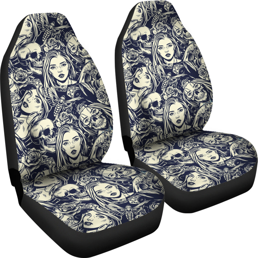 Set 2 skull car seat cover
