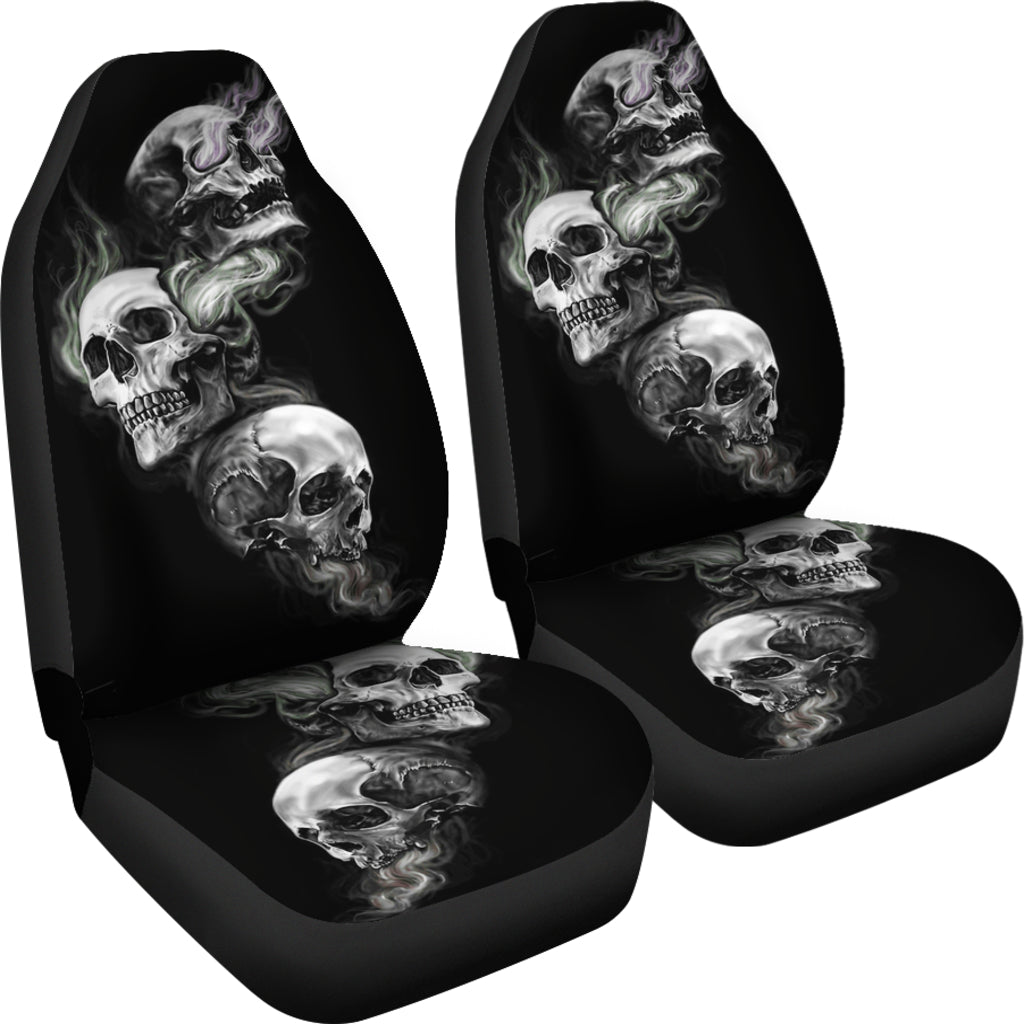 Set of 2 Car seat cover - burning skulls