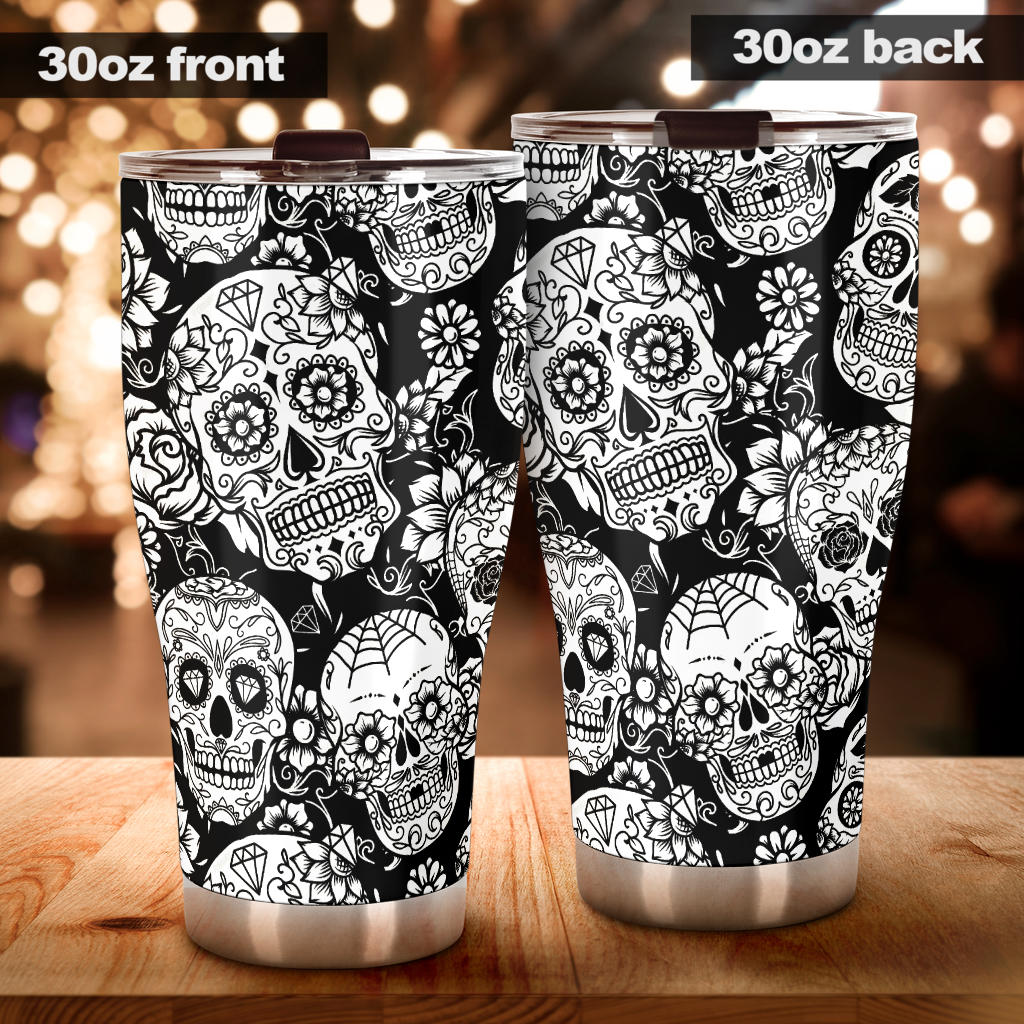 Sugar skull tumbler mug cup