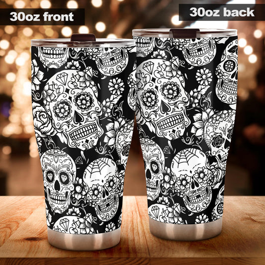 Sugar skull tumbler mug cup
