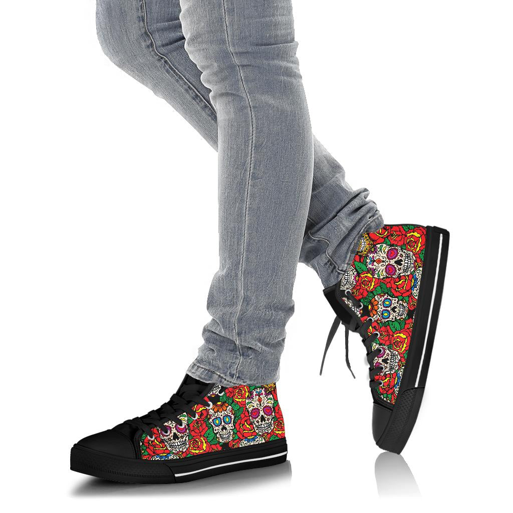 Black Sugar skull high top shoes