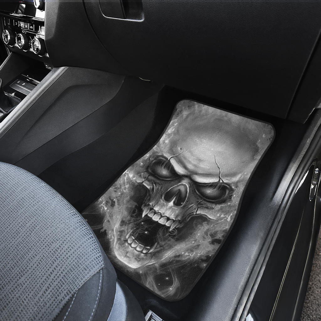 Set of 4 pcs flaming skull car mat
