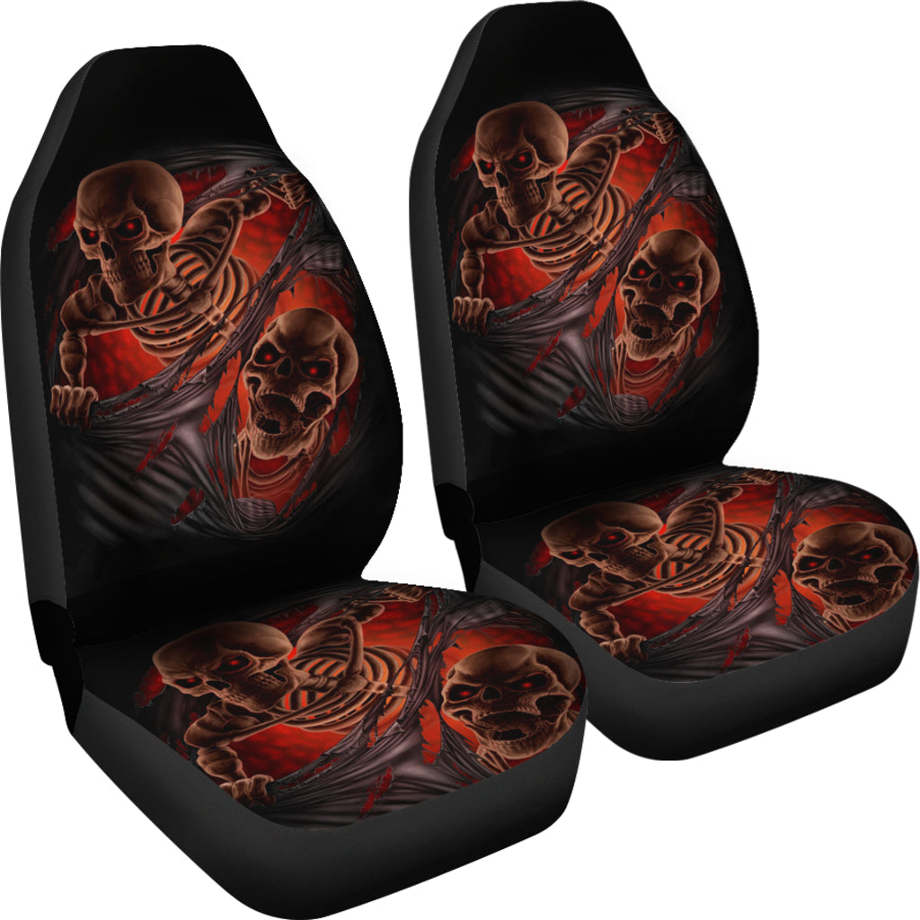 Set of 2pcs skull car seat covers