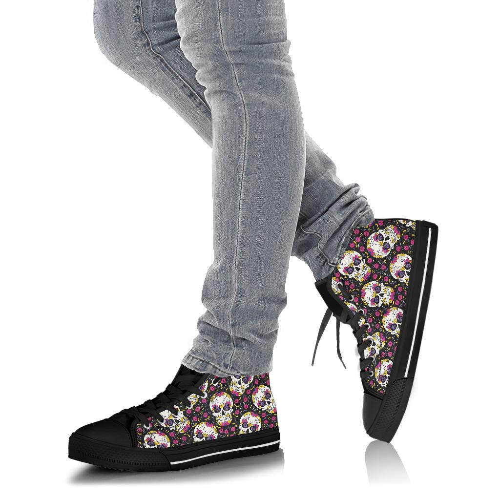 Black Sugar skull high top shoes