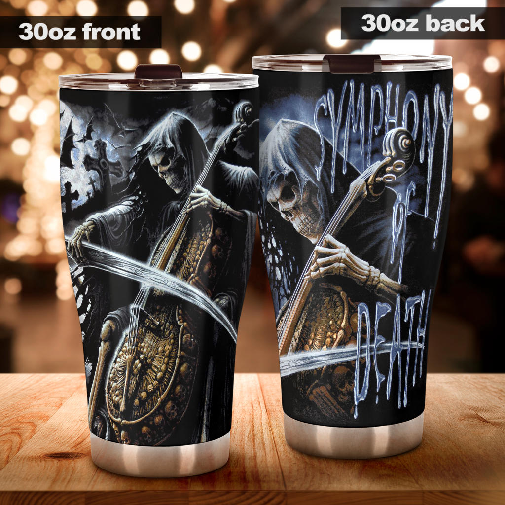 Skull grim reaper tumbler travel mug