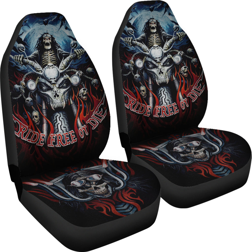Set of 2 pcs biker skull girl car seat covers