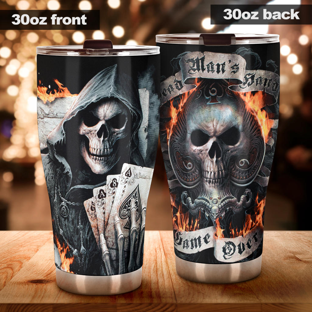 Grim reaper biker skull tumbler cup mug