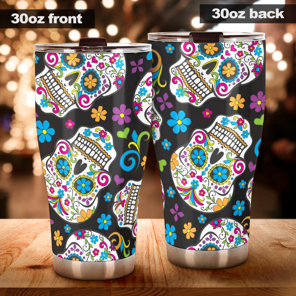 Sugar skull tumbler mug cup