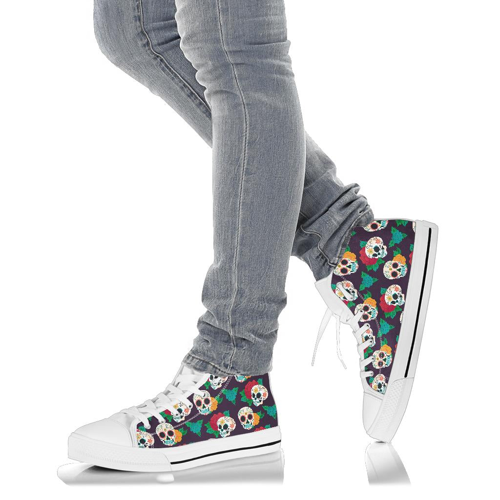 Black Sugar skull high top shoes