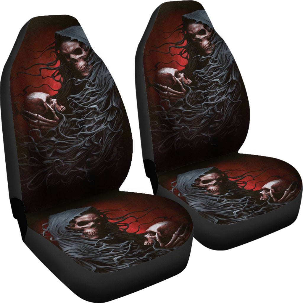 Set 2 pcs Gothic skull car seat covers