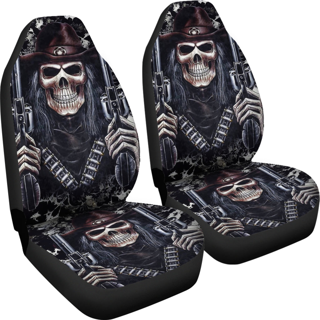 Set of 2 skull gothic car seat covers