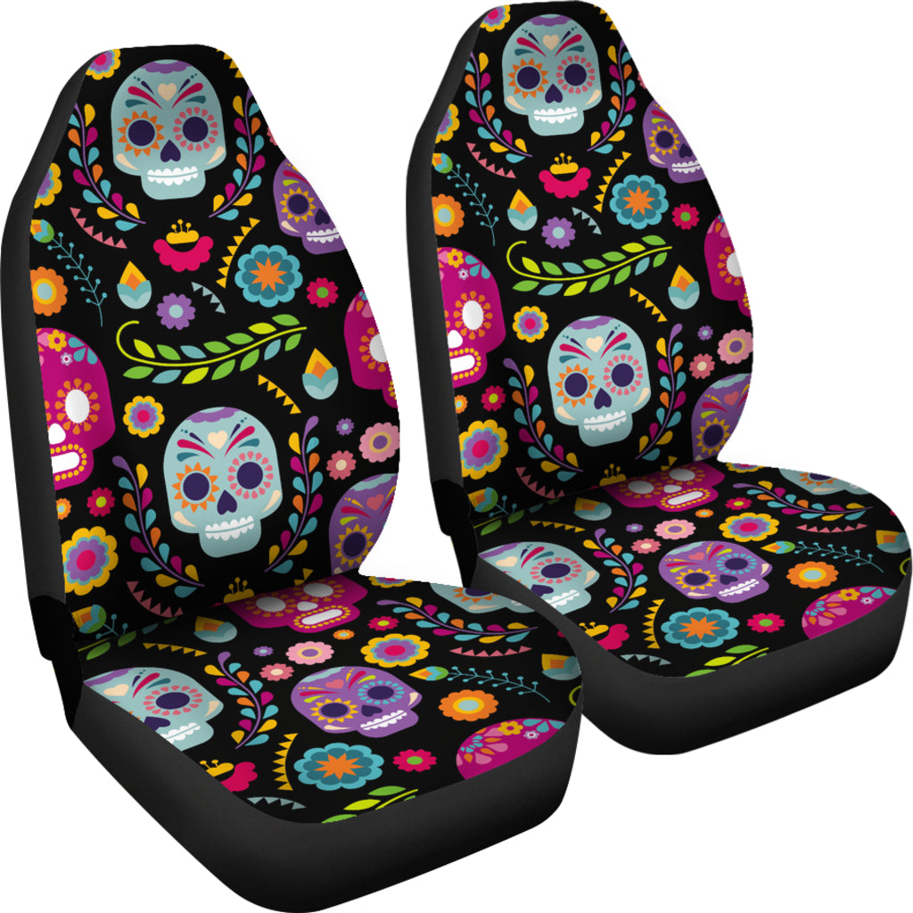 Set 2 seat cover sugar skulls