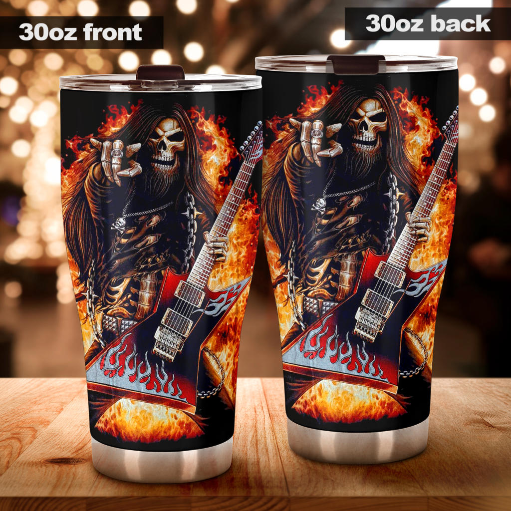 Guitarist grim reaper skull tumbler