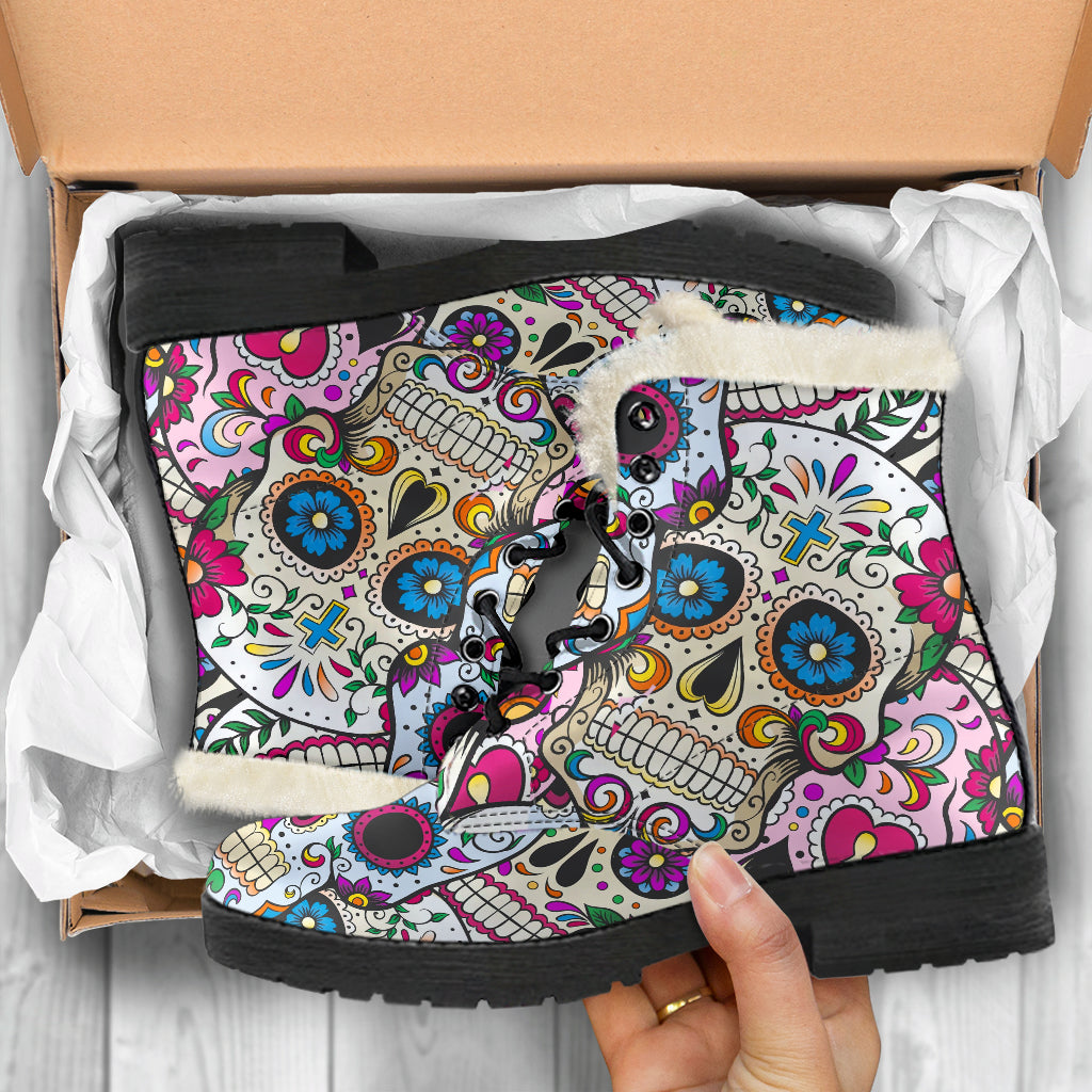 Sugar skull women Winter boots