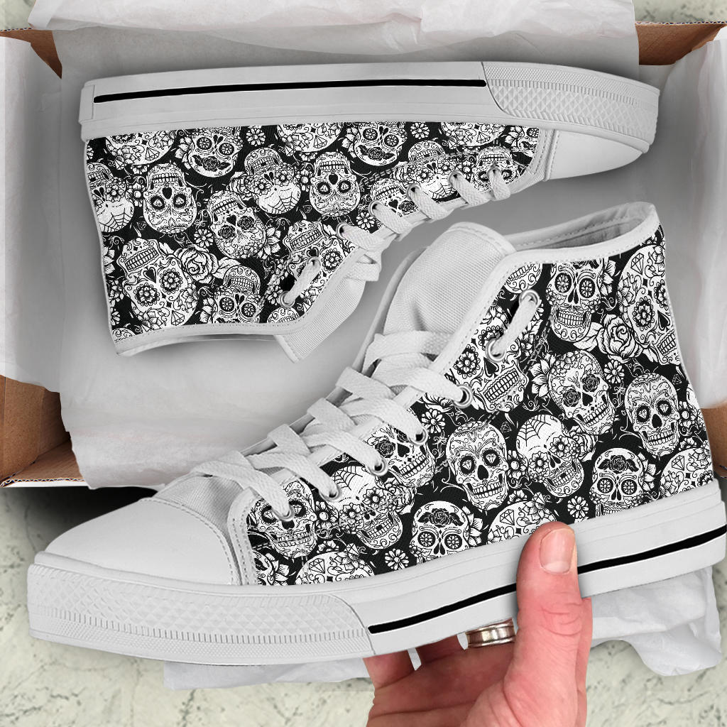 Black Sugar skull high top shoes