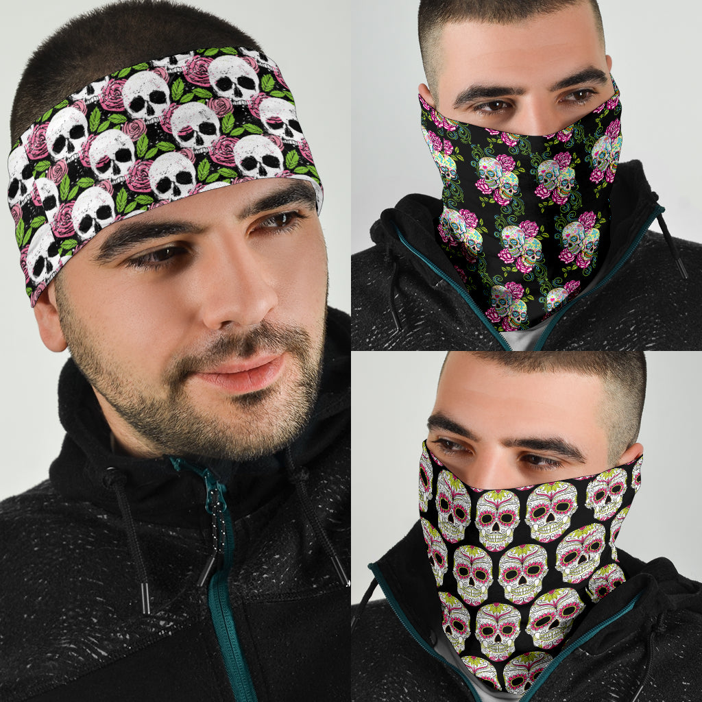 Set of 3 pcs skull sugar skull bandana