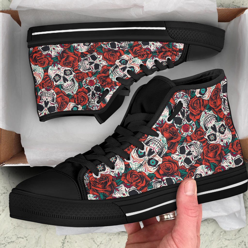 Black Sugar skull high top shoes