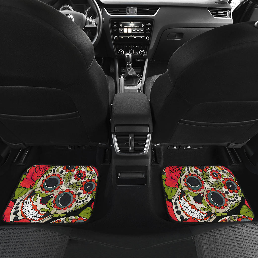 Set of 4 pcs sugar skull car mats