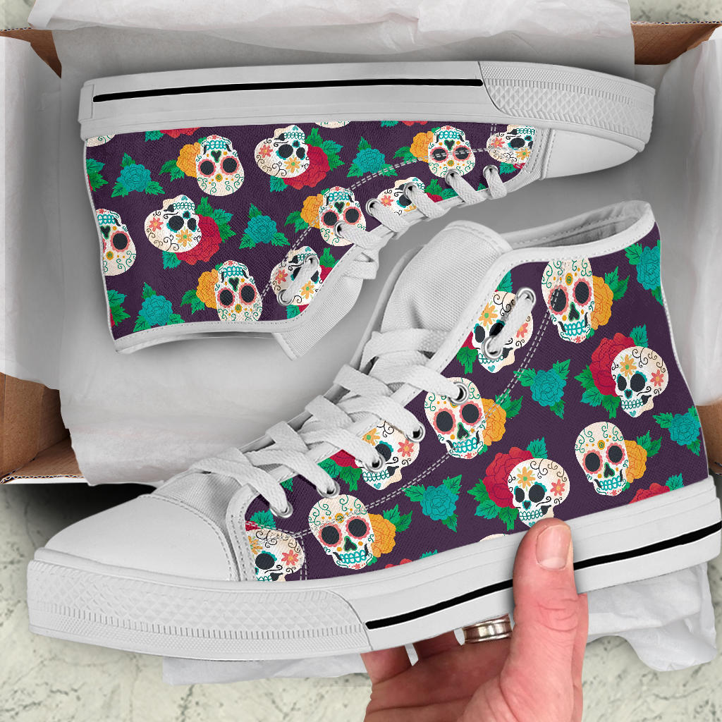 Black Sugar skull high top shoes