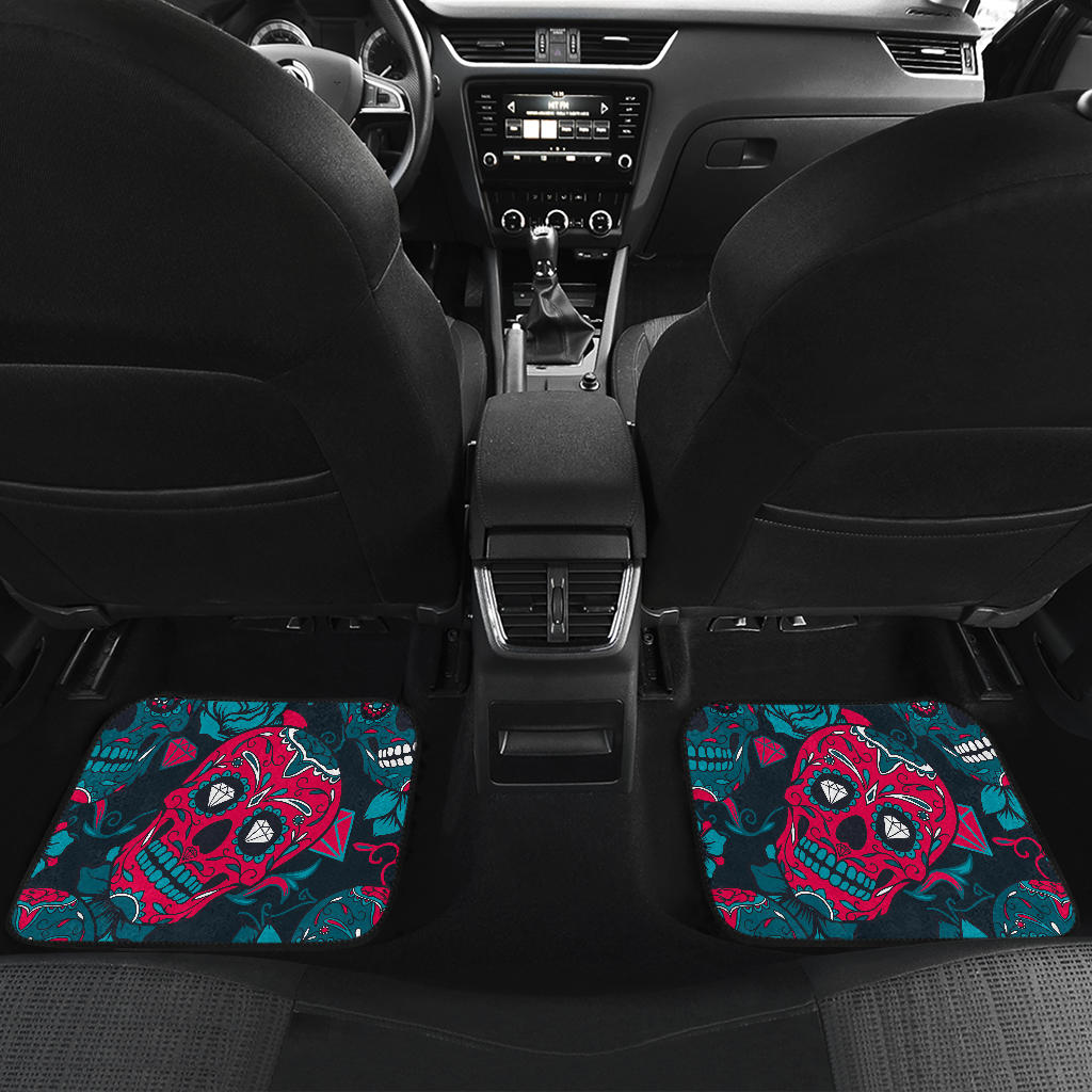 Set of 4 pcs sugar skull car mat