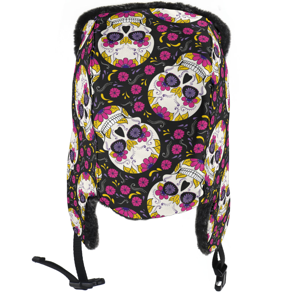Sugar Skull Trapper Hat