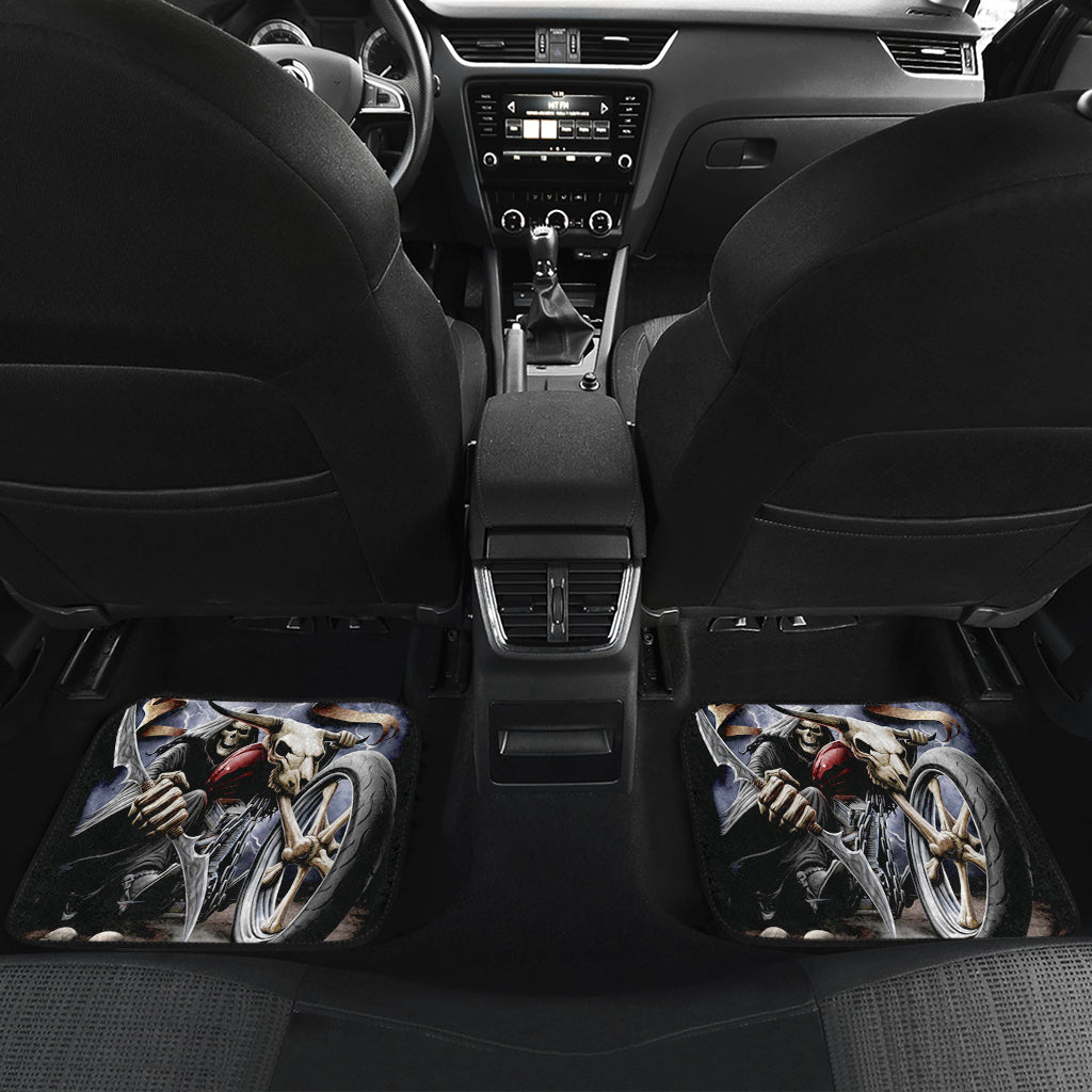 Set of 4 pcs ride or die grim reaper skull car mats