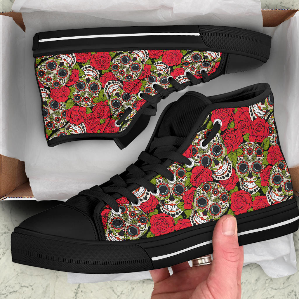 Black Sugar skull high top shoes