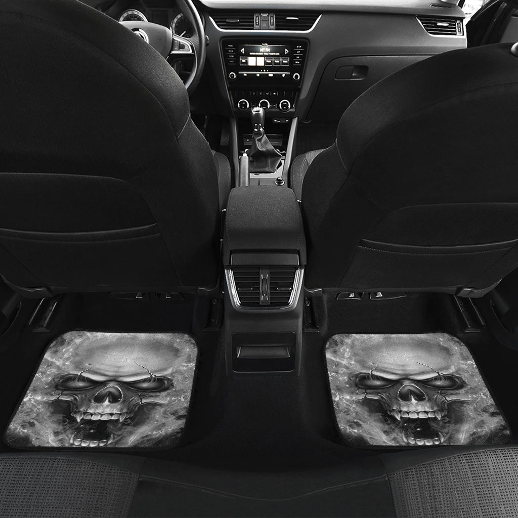 Set of 4 pcs flaming skull car mat