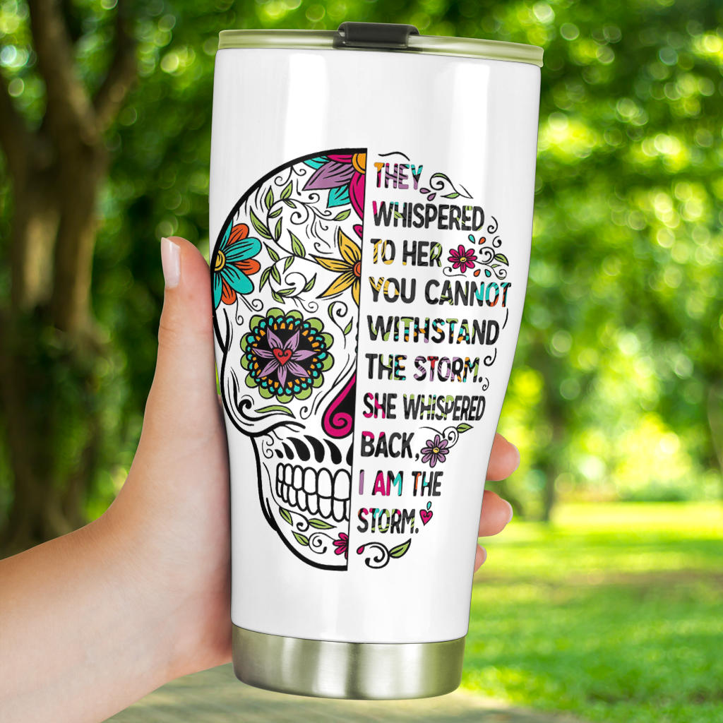 Sugar skull Day of the dead floral tumbler mug cup
