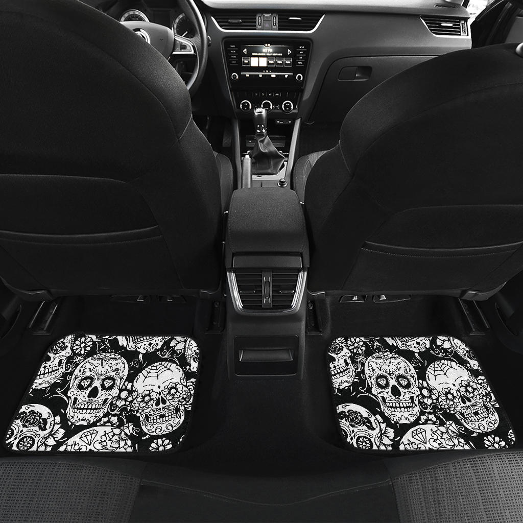Set of 4 pcs sugar skull car mats