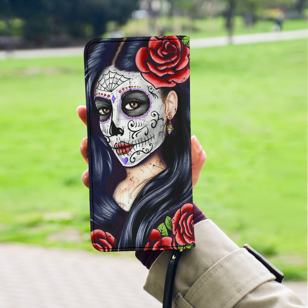 Day of the dead sugar skull girl wallet